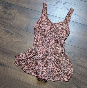 Libra Pink Black Abstract Vintage One Piece Skirted Swimsuit Size Medium